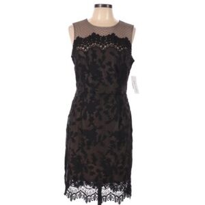NWT Julia Jordan Black Floral Lace Sheath Dress